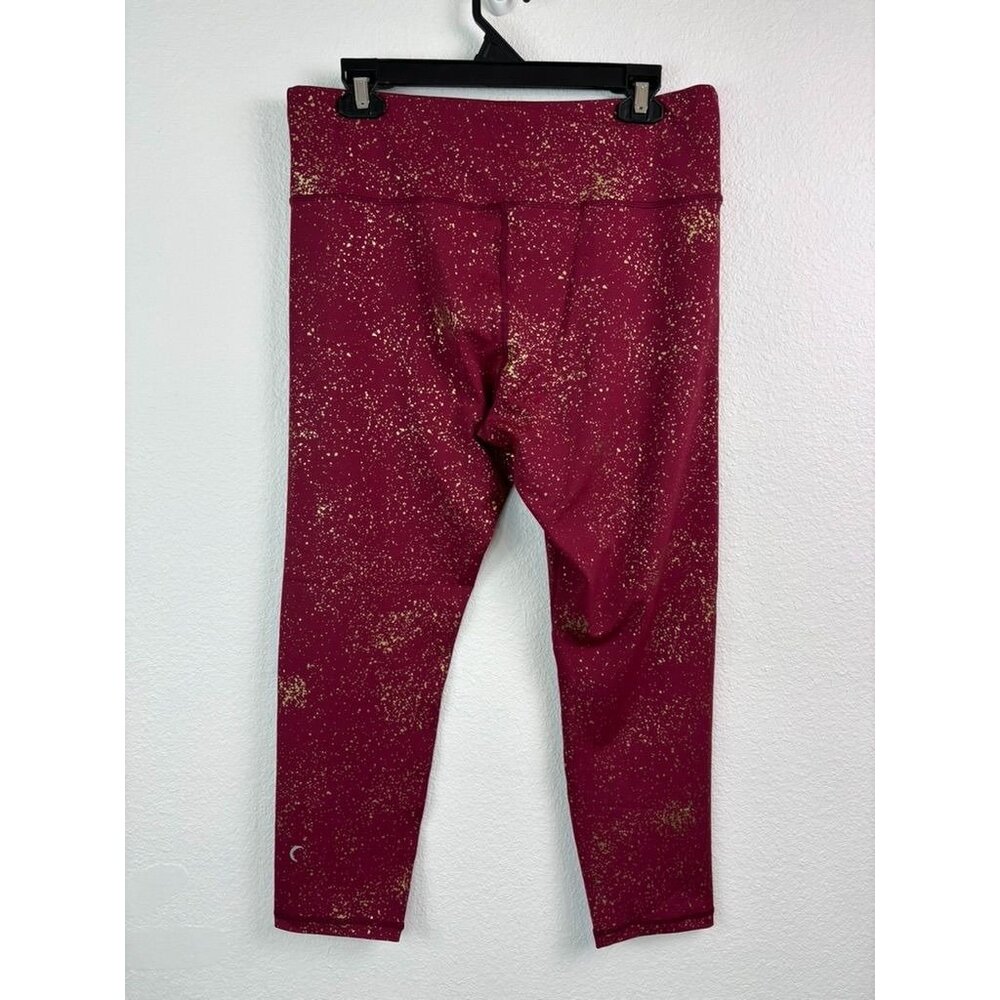 Zyia Active women's 16-18 red gold metallic splatter cropped athletic leggings - Picture 4 of 6